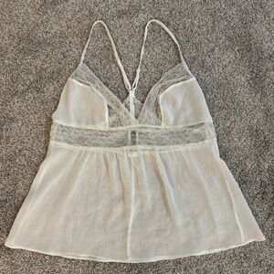 Adore Me White Floral Lace Racerback Cami Size M Lingerie Top